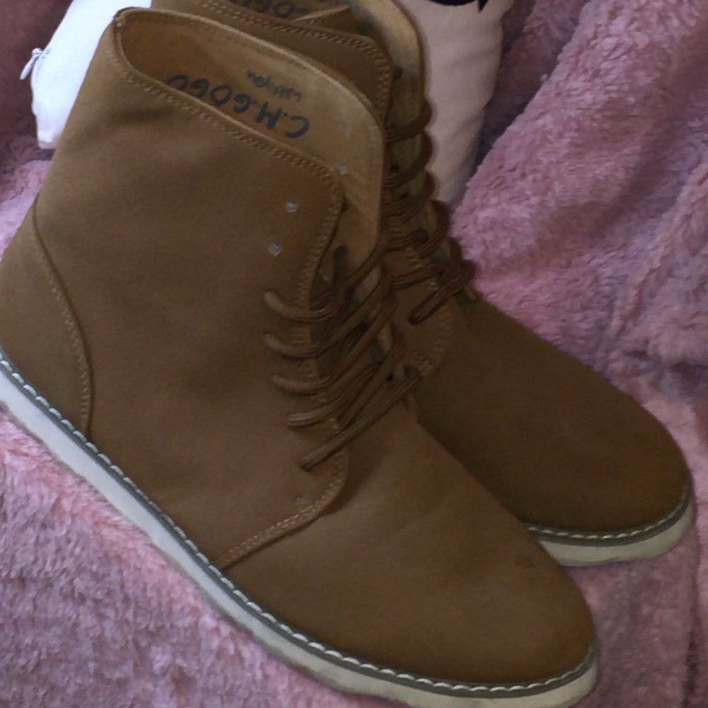 Mens tan colored suede ankle boots